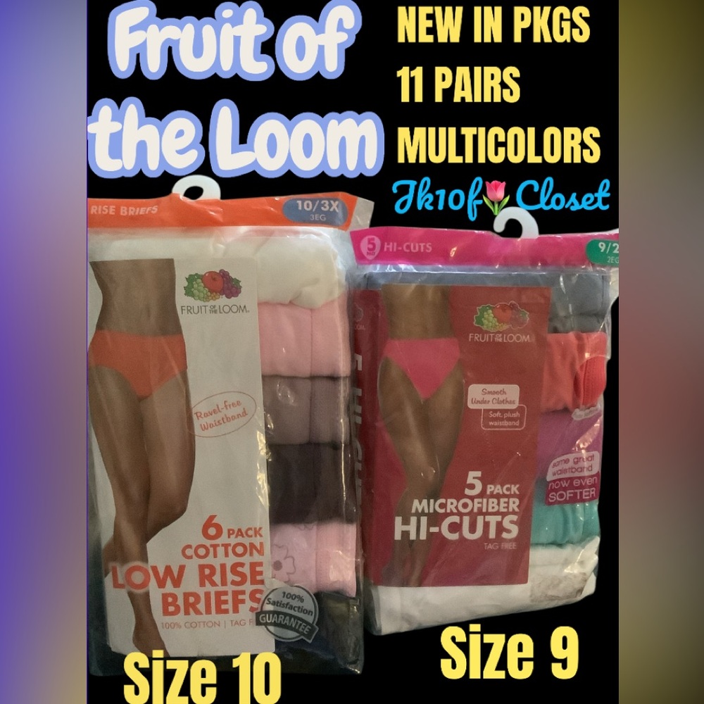 LOWEST🌺 NWT FRUIT OF THE LOOM (11 PAIRS) Cotton and Microfiber PANTIES - Picture 9 of 9